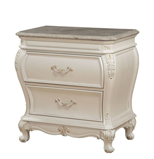 English Elm Pearl Elegant 2-Drawer Nightstand with Granite Top, Felt-Lined Drawer, Queen Anne Legs, Durable Craftsmanship B062P215398