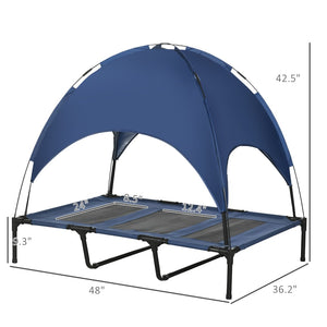 English Elm Modern Elevated Canopy Pet Cot Foldable Steel Frame Outdoor Mesh Bed for Large Dogs T3971P433671