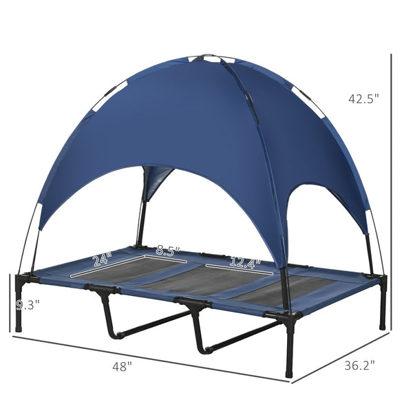 English Elm Modern Elevated Canopy Pet Cot Foldable Steel Frame Outdoor Mesh Bed for Large Dogs T3971P433671