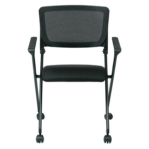 OSP Home Furnishings Folding Chair with Mesh Back Cushioned Seat and Metal Frame for Office or Conference Use FC8483-231