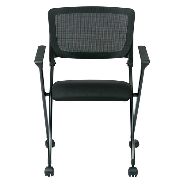OSP Home Furnishings Folding Chair with Mesh Back Cushioned Seat and Metal Frame for Office or Conference Use FC8483-231