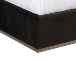 Sunpan Beckham Bed - Modern Tufted Design with Antique Brass Finish and No Box Spring Needed for Comfort Queen