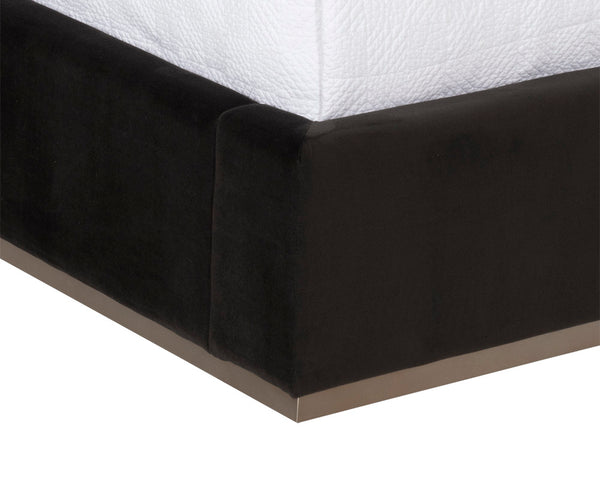 Sunpan Beckham Bed - Modern Tufted Design with Antique Brass Finish and No Box Spring Needed for Comfort Queen