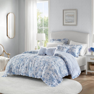 English Elm 5 Piece Full/Queen Comforter Set with Decorative Pillows - Soft Microfiber, Hypoallergenic, Cozy Layering Blue 16.54 L x 12.6 W x 7.87 H B035P381287