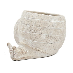 English Elm 9.5x8.3x6" Decorative Sand & Cement Snail Planter with Textured Beige Finish, Spiral Shell Accent for Succulents W2078P334757