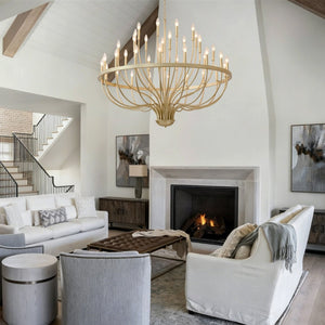 English Elm 36-light Matte Black Iron Candle Chandelier Farmhouse Industrial Style for Large Dining Rooms W5008P464950
