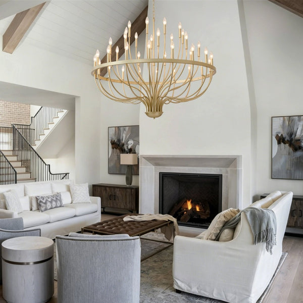 English Elm 36-light Matte Black Iron Candle Chandelier Farmhouse Industrial Style for Large Dining Rooms W5008P464950