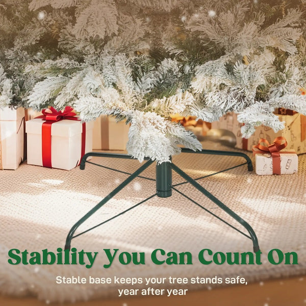 English Elm 9 Ft Snow Flocked Spruce Artificial Tree with Hinged Branches and Realistic Tips T3971P400637