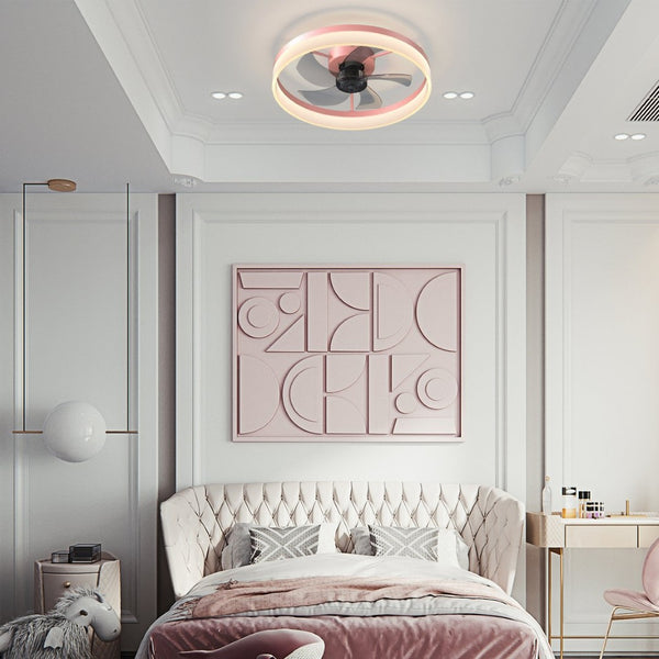 English Elm Ceiling Fan with Dimmable Led Light Flush Mount Ultra Slim Design for Low Clearance Rooms W2312P477616