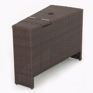 English Elm Christopher Knight Home® - MADRAS Woven Rattan Sector Table in Brown – Compact 31.75"x22.5"x16" Accent Table, Durable Craftsmanship 57656.00