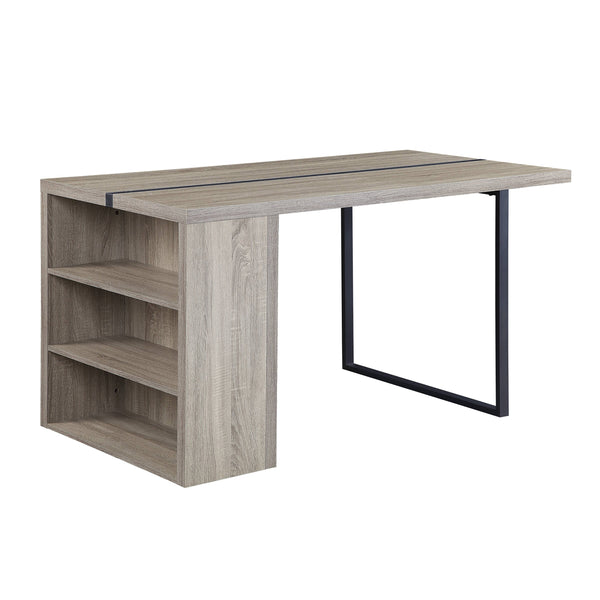 English Elm Grey Oak Modern 2-Shelf Rectangular Dining Table with Metal Inlay Trim, Sturdy Legs & Storage (60") B062P209315