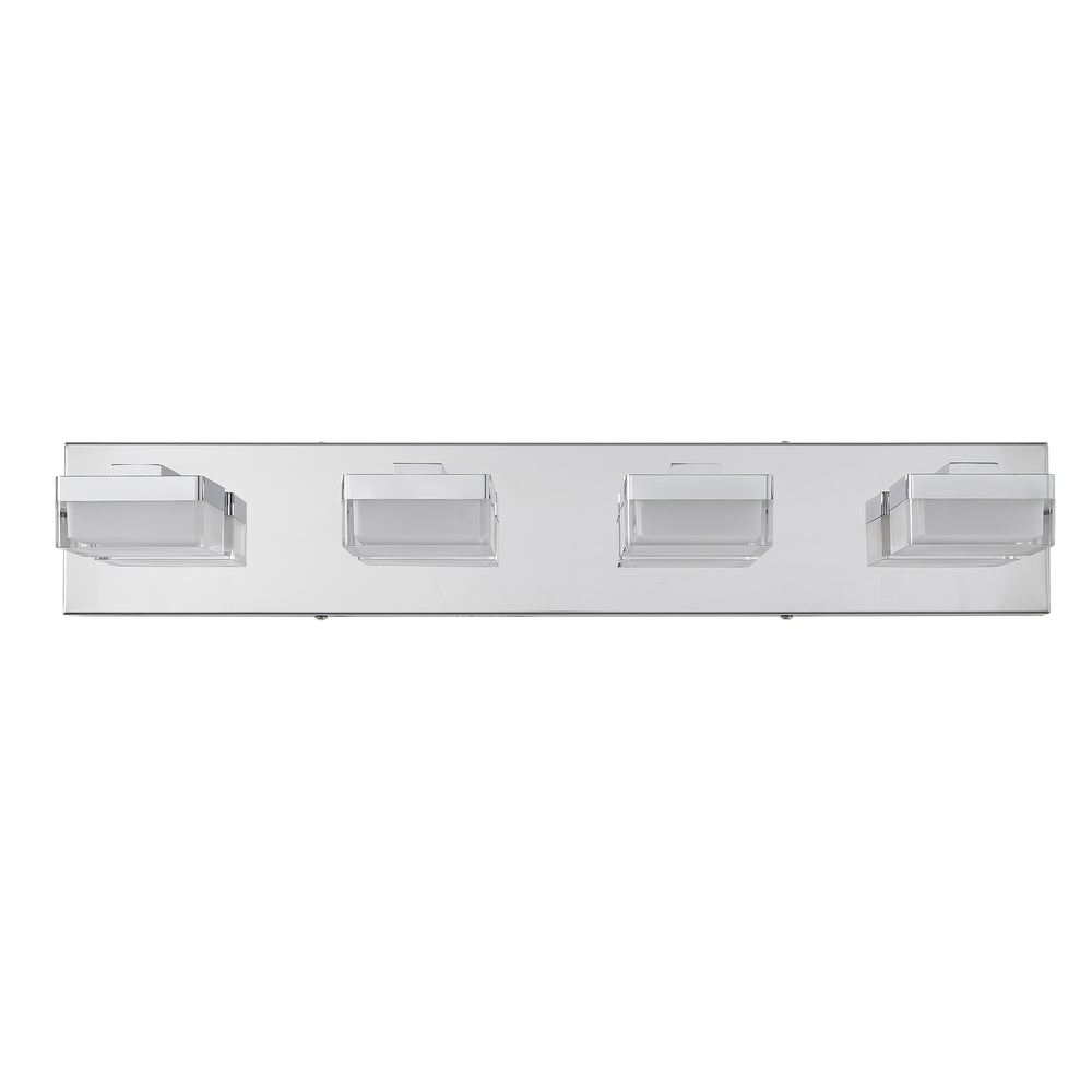 English Elm Modern Chrome Led Vanity Light - 4-Light Wall Sconce For Effortless Grooming & Stylish Decor W2312P374910