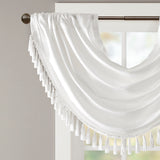 Madison Park Elena Transitional Faux Silk Waterfall Embellished Valance MP41-4949 White