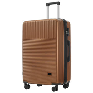 English Elm Luggage 5 Piece Hardside Abs Set with Front Access Carry on and Tsa Spinner Wheels Brown N732P391579O