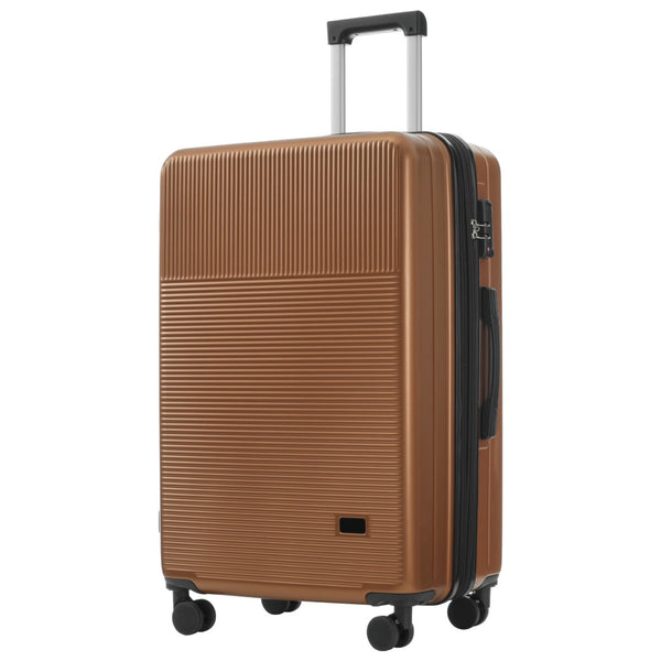 English Elm Luggage 5 Piece Hardside Abs Set with Front Access Carry on and Tsa Spinner Wheels Brown N732P391579O