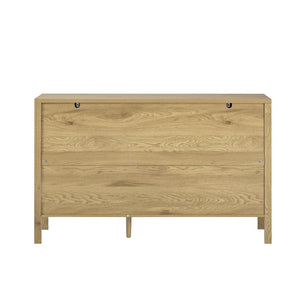 English Elm U-Style Modern Wave-Pattern Sideboard With 3 Drawers, Stylish Buffet Cabinet For Organized Living Spaces N711P345172O-GIGA