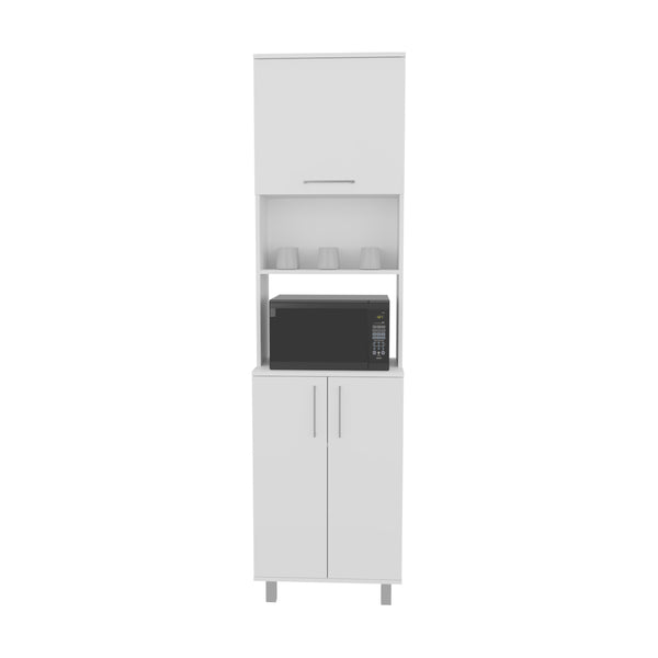 English Elm Kitchen White Pantry Cabinet with 3 Concealed Doors, 5 Adjustable Shelves & 4 Sturdy Legs, FSC Certified B097S00189