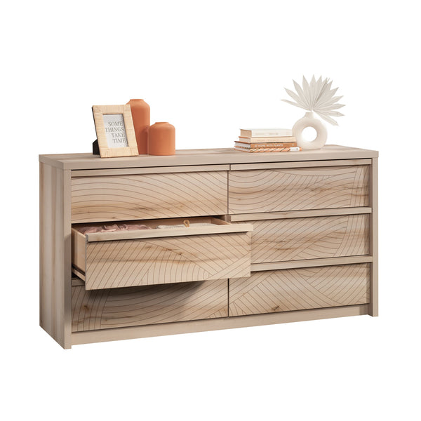 English Elm Dresser, Versatile Brown Finish With Six Drawers - Durable Engineered Wood For Organized Storage B356P367729