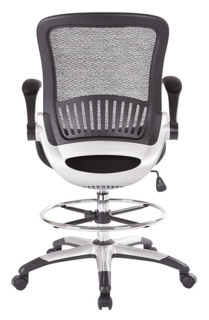 OSP Home Furnishings Mesh Back Ergonomic Drafting Chair with Lumbar Support Padded Flip up Arms Studio Use DCY69006-3M