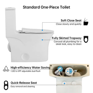 English Elm 1.1/1.6 Gpf Elongated One-piece Toilet Skirted Ceramic Comfort Height Watersense B2724P246933