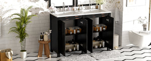 English Elm 48" Vintage Style Bathroom Vanity Cabinet with Ceramic Sink, Soft-Close Doors, Adjustable Shelf, Espresso Finish N729P000003P