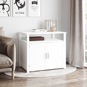 English Elm Pawhut Stylish Wooden Cat Litter Box Enclosure With Storage, Adjustable Partition & Easy Access W2225P217310-GIGA