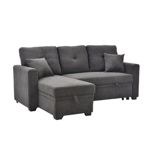 English Elm Sleeper Sectional Sofa with Storage Chaise Tufted Polyester Upholstery Small Space W5568S00038