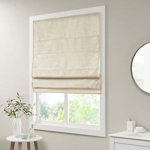 English Elm Printed Faux Silk Room Darkening Cordless Roman Shade with Thermal Foam Backing, OEKO-TEX Certified Elegance Ivory 6.36 L x 11.42 W x 7.48 H B03598304