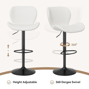 English Elm Swivel Bar Stools Set Of 2 - Modern Pu Leather Adjustable Height Stools For Kitchen & Bar Use T3950P396424-GIGA
