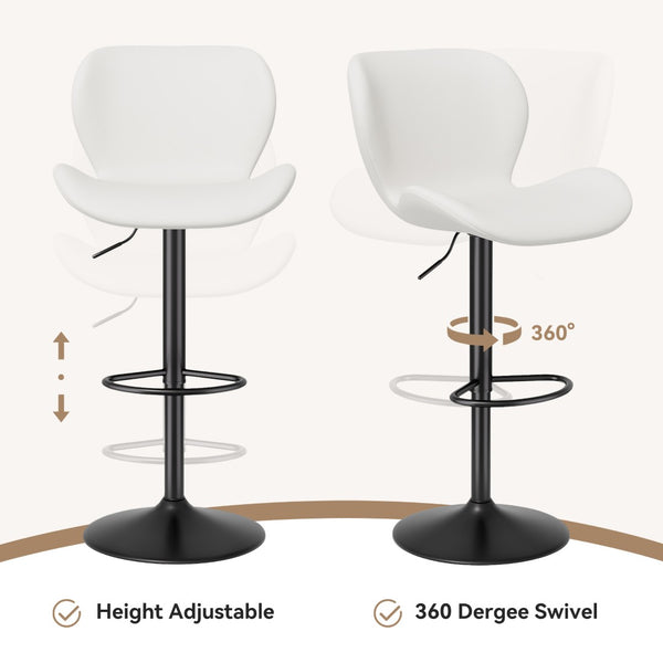 English Elm Swivel Bar Stools Set Of 2 - Modern Pu Leather Adjustable Height Stools For Kitchen & Bar Use T3950P396424-GIGA