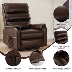 English Elm Dual Motor Power Lift Recliner with Massage Heat and 180 Degree Brown Lounge Chair Brown W1803S00063