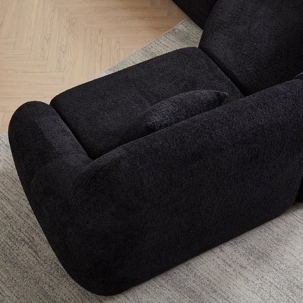 English Elm [video]123.2 Inch Chenille Modular Sectional Sofa Four Seat Cloud Cushion Living Room Black W3505S00061