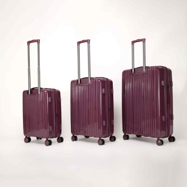 English Elm Luggage 3 Piece Pp Hard Shell Travel Set with Spinner Wheels Expandable Carry On Dark Purple T3292P317020