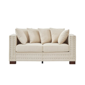 English Elm Modern Velvet Loveseat With Square Armrests & Silver Nailhead Trim - Stylish Storage & Comfort! W1097S00181