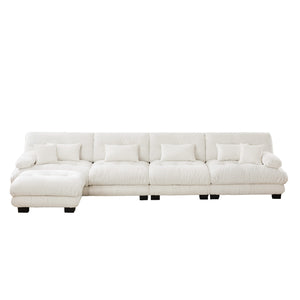 English Elm Free Modular Sectional Sofa - L-Shaped 4-Seater Couch In Vintage Chenille With Convertible Ottoman W714S01005
