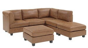 English Elm Faux Leather Modular Sectional Sofa Flexible Pu Upholstered Living Room Seating B2748S00045