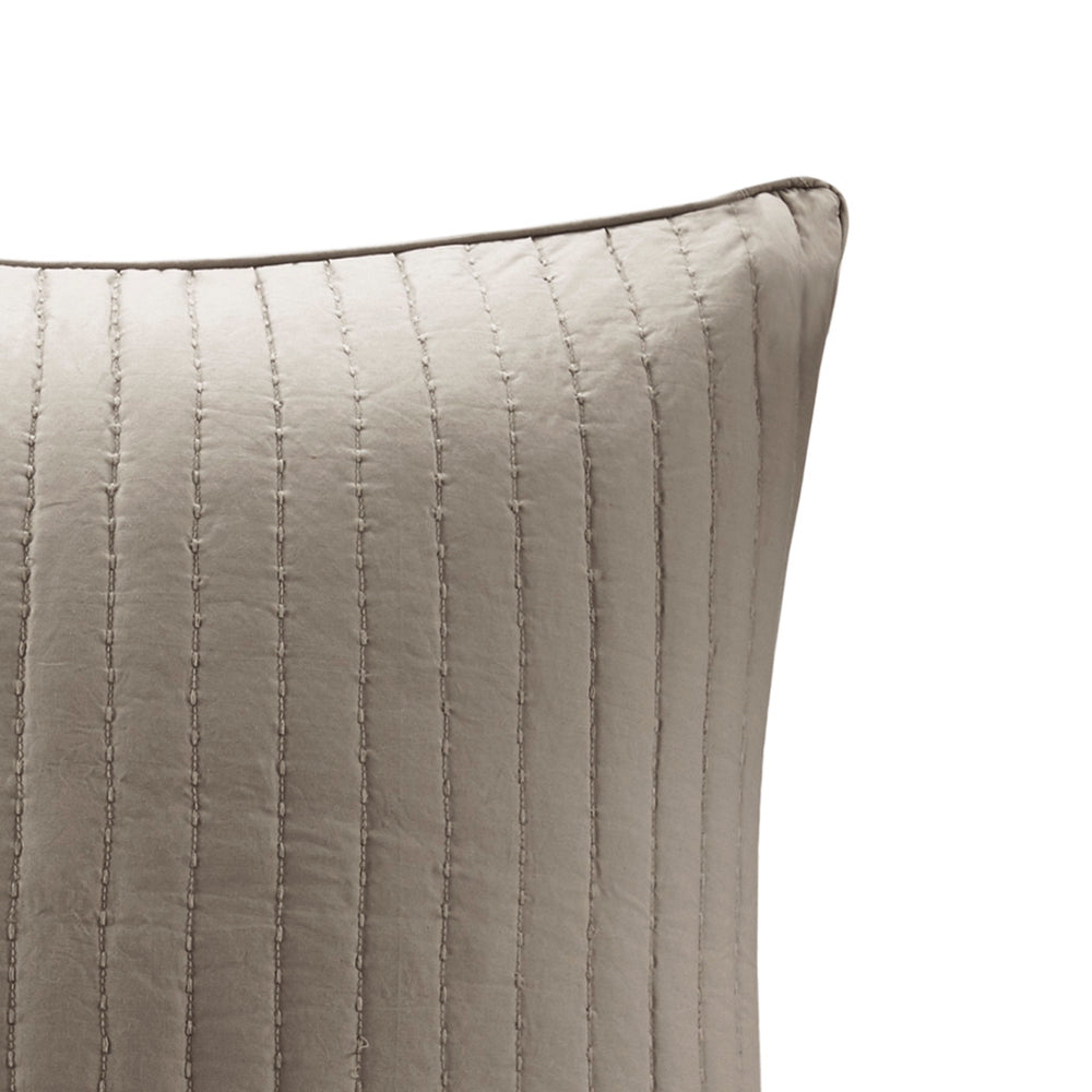 JLA Home INK+IVY - Cotton Quilted Euro Sham with Embroidered Texture, Breathable 26x26 Farmhouse Accent Pillow Cover Taupe II11-229