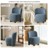 Christopher Knight Home® - Noble House - - Ultra-Soft Modern Low-Back Armless Accent Chair With Skin-Friendly Upholstery And Exquisite Round Pine Wood Feet, For Small Living Spaces, Living Room, Bedroom, Balcony, Office, Reading Nook, Blue