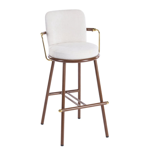 English Elm Christopher Knight Home® - Chaya Upholstered Bar Stool Set of 2 — Walnut Metal Frame, Beige Padded Seats, Gold Armrest Luxury Finish N775P340830B