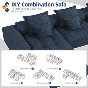 English Elm Modern Oversized Modular Sectional Sofa In Sparkling Chenille - Customizable 6-Piece Design & Pillows W1885S00075