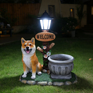 English Elm Sitting Corgi Resin Planter Sculpture Whimsical Porch Garden Decor with Succulent Cavity W5398P464247