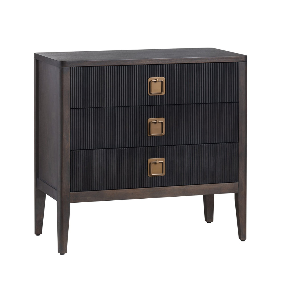 Crestview Collection Transitional 3 Drawer Accent Chest - Elegant Bayur Wood Cabinet With Reeded Fronts & Copper Pulls Brown Solid Wood Cvfdr1048
