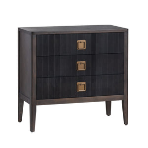 Crestview Collection Transitional 3 Drawer Accent Chest - Elegant Bayur Wood Cabinet With Reeded Fronts & Copper Pulls Brown Solid Wood Cvfdr1048