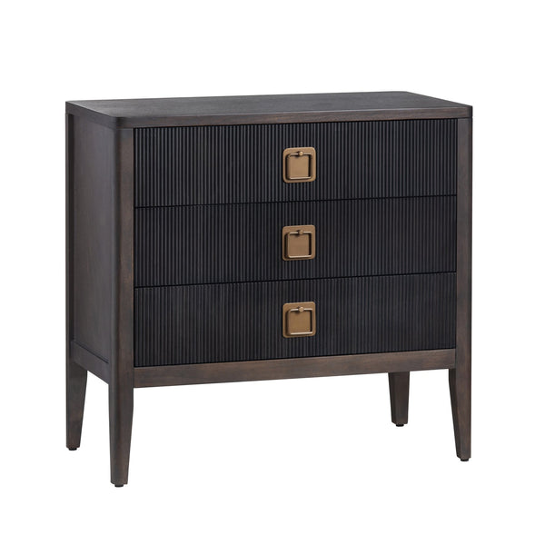 Crestview Collection Transitional 3 Drawer Accent Chest - Elegant Bayur Wood Cabinet With Reeded Fronts & Copper Pulls Brown Solid Wood Cvfdr1048