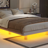 Hearth and Haven Full Size Floating Bed with Led Lights Underneath, Modern Full Size Low Profile Platform Bed with Led Lights, Grey W504119707