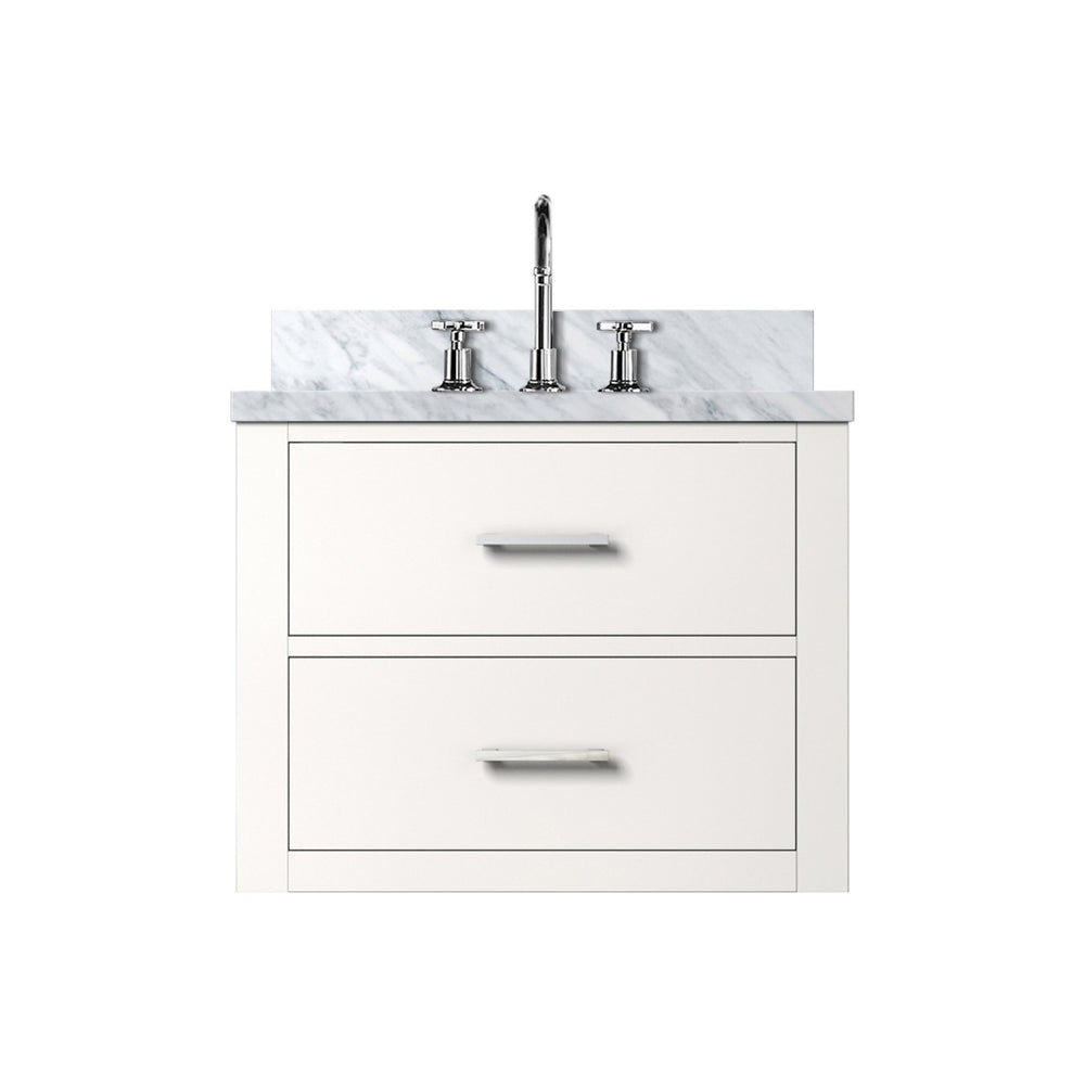 English Elm White Compact Bath Vanity Set With Acrylic Top & Chrome Faucet - Perfect For Small Spaces! B2731P257913-GIGA