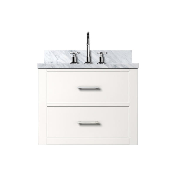 English Elm White Compact Bath Vanity Set With Acrylic Top & Chrome Faucet - Perfect For Small Spaces! B2731P257913-GIGA