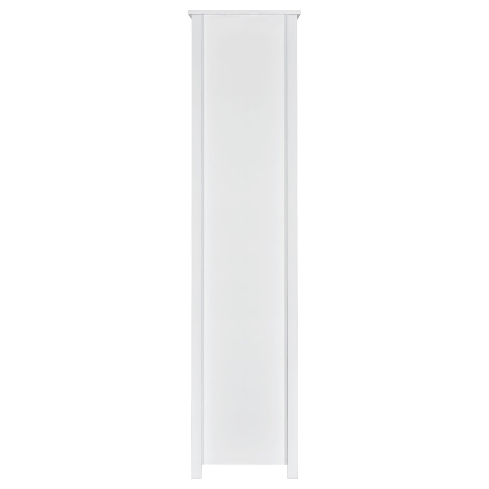 English Elm Dylan White High Gloss 4-Shelf Bookshelf with Curved Glass Top, Bottom Drawer & Sleek Modern Storage cabinetry B062P344933