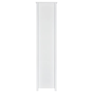 English Elm Dylan White High Gloss 4-Shelf Bookshelf with Curved Glass Top, Bottom Drawer & Sleek Modern Storage cabinetry B062P344933