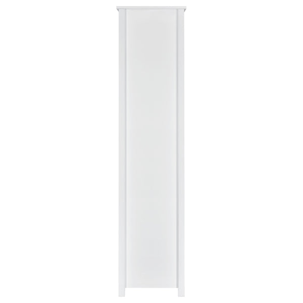 English Elm Dylan White High Gloss 4-Shelf Bookshelf with Curved Glass Top, Bottom Drawer & Sleek Modern Storage cabinetry B062P344933